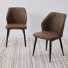 Set of 2 Faux PU Leather Brown Chairs Seat Dining Room Restaurant with Metal Leg