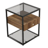 Double Layer Tempered Glasses Side End Table Square Nightstand Cabinet Office UK