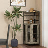 Corner Bar Cabinet Industrial Wine Buffet Cabinet with Glass Holder Mesh Doors