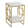 Marble Vein Side Table with Gold Metal Legs Vintage Lounge Living Room Bedside