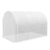 3 x 2 m Polytunnel Greenhouse with Zipped Roll-up Door and Mesh Windows, White