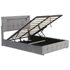 Hydraulic Ottoman Storage Bed 4ft6 Double Upholstered Bed Frame with LED Grey