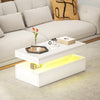 LED Coffee Table with Storage, High Gloss Living Room Table, White