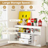 Playroom Wooden Children Bookshelf Storage Chest w/ Open Shelf-White