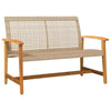 Garden Bench Outdoor Chair Beige Poly Rattan and Acacia Wood
