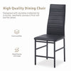 2x Black Faux Leather Dining Chairs&Round Marble Glass Dining Table Silver Legs