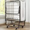Folding Bed Frame with Mattress-White