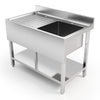 Commercial Restaurant Sink Stainless Steel 1 Bowl Catering Table Storage Shelf