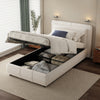 Ottoman Storage Bed Frame 3ft Single Size Bed with Headboard Velvet Fabric Beige