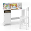 Kids Table and Chair Set Home Student Writing Desk w/ Cabinet-White
