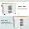 KITCHEN ISLAND ROLLING TROLLEY W/ 5 DRAWERS & SPICE RACK STORAGE CABINET WHITE