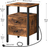 Bedside Table with Charging Station End Table with 2 Drawers Nightstand