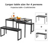 Dining Table and Chairs Set Wood Marble Effects Table Dining Set 2 Bench Seats