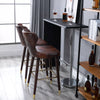 Luxury Bar Stools Set of 2 with Back, PU Leather Upholstery, Brown