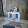 Modern White Sideboard Cabinet High Gloss Wooden Cupboard LED Glass Shelves