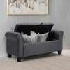 Grey Linen Fabric Ottoman Window Storage Seat Bedding Blanket Box Hinged
