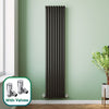 Black Radiator Vertical Double 1800x392 Oval Column Tall Upright Rad With Valves