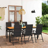 7 Piece Garden Dining Set Black and Brown l