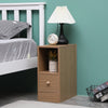 Slim Tall Bedside Table Cabinet with Drawer & Storage Space for Bedroom