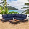 4Pcs Outdoor Sectional Wicker Furniture Set Garden Patio Sofa Loveseat Table Set