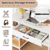 COSTWAY Computer Desk Writing Work Study Desk with Power Outlets-White