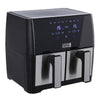 UK Double Basket Air Fryer 1700W Large Digital 9 Litre Dual with Timer Non-Stick