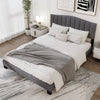 Double Size Platform Bed Modern Upholstered Bed Frame-Grey