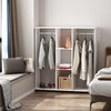 Mobile Open Wardrobe Storage Shelves w/6 Wheels Clothes Hanging Rail White