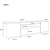 200cm Modern All High Gloss TV Stand Cabinet with Lights for 65 - 90 inch TV's