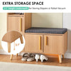 Wooden Shoe Storage Bench with Seat Cushion Cabinet Rack Organizer with 3 Doors