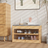 Shoe Bench Cabinet 2-Tier Flip-door Shoe Storage Rack with Seat Cushion Bamboo