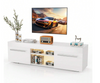 High Gloss White TV Stand Cabinet Unit Doors Storage with RGB LED Cupboard