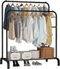 Heavy Duty Metal Double Rail Clothes Garment Hanging Rack w/ Shelfs & Shoe Rack