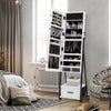 Mobile Jewelry Cabinet Floor Standing Lockable Jewelry Armoire Organiser-White