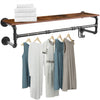 Metal Wooden Coat Rack with 3 Hooks & Shelf Wall Mounted Rack Clothes Hat Hanger