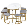 Dining Table and Chairs Set 6 Stools Kitchen Table with Metal Frame Space Saving