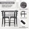 3 Pcs Compact Dining Room Set Kitchen Breakfast Bar Table W/ Storage Shelf Black