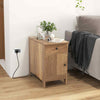 Bedroom Side Table Storage Cabinet Nightstand w/USB Ports & Outlets-Natural