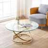 Living Room Large Cocktail Table Modern Clear Glass Round Coffee Table Desk 90cm