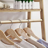 Heavy Duty Wooden Clothes Rail Rack Garment Hanging Stand With Coat & Hat Hooks