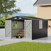 12 x 10ft Outdoor Garden Storage Shed for Backyard PatioLockable, Double Windows