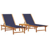 Loungers 2 pcs with Table Blue Solid Wood Acacia and B1R2