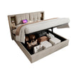 4ft6 Double Bed Frame Upholstered Ottoman Storage Bed with USB Wireless Charging