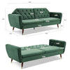 3 Seater Sofa Bed Green Velvet Button Back - Victoria