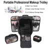Professional Makeup Train Case Trolley Large Folding Cosmetic Beauty Vanity Case