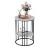 FATIVO Marble Side End Table Round Coffee Table Raised Black Legs Furniture Deco
