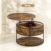 Coffee Table Round Lift Top Table with Hidden Storage Modern Steel Frame Brown