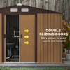 9 x 6FT Galvanised Garden Storage Shed w/Sliding Door, Light Brown