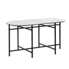 Dining Table and Chairs Set 6 Kitchen Table with MDF White Marble Tabletop Black