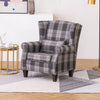 High Back Wing Back Chair Tweed Tartan Checked Grey Fireside Armchair